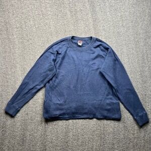 The North Face Sweater Mens Large Blue Crewneck Knit Raglan Pullover Logo